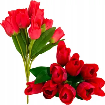 umělá květina TULIPÁN VELKÁ KYTICE TULIPÁNŮ X9 ČERVENÁ UMĚLÁ
