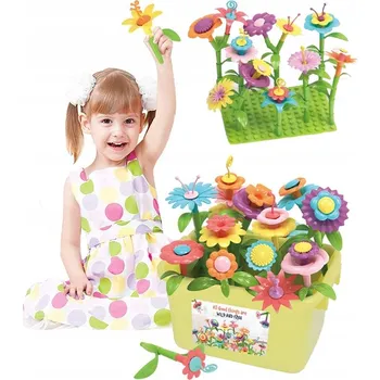 ostatní stavebnice Stavebnice Kytičky v Kufříku 135 DÍLŮ Stavebnice Kytky Květ Kytička Zahrada