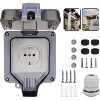 Elektrická zásuvka VENKOVNÍ ELEKTRICKÁ ZÁSUVKA ZAHRADNÍ VODOTĚSNÁ S KOLÍKEM IP66