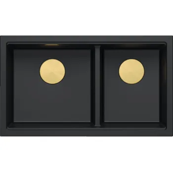 Granitový dřez Dvoukomorový granitový dřez Quadron Logan 120 černý