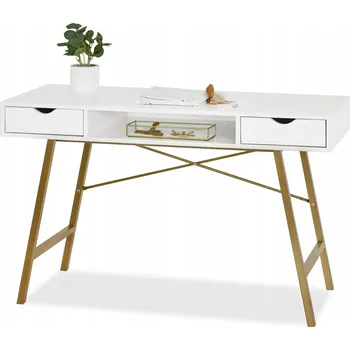 Psací stůl Obdélníkový psací stůl Mebel-Partner 120 x 48 x 77 cm bílý, zlatý