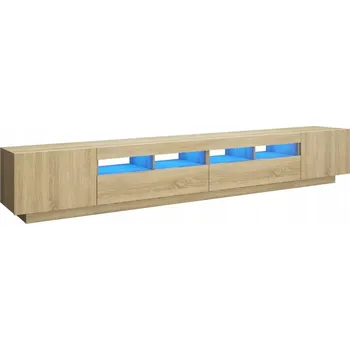 Televizní stolek TV stolek s RGB LED osvětlením, dub sonoma, 260x35x40 cm