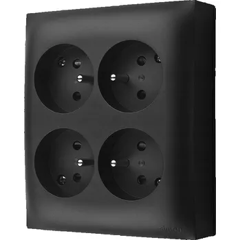 Elektrická zásuvka Simon Aquaclick zásuvka nástěnná 4-násobná s uzemněním černá