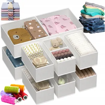 Úložný box TEXTILNÍ SKLÁDACÍ ÚLOŽNÉ BOXY 12 KUSŮ DO ŠATNÍKU