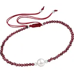 Šňůrkový náramek Granát s perličkou Ag 925/1000
