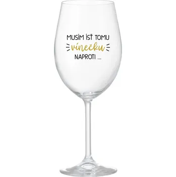 Sklenice MUSÍM ÍSŤ TOMU VÍNEČKU NAPROTI... - priehľadný pohár na víno 350 ml