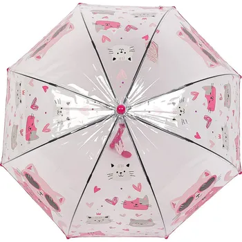 Deštník Dětský průhledný vystřelovací deštník kočka, velké, 4 pink