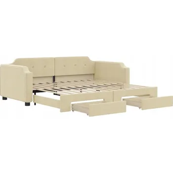 Pohovka Krémová rozkládací pohovka 2v1 se zásuvkami, 223 x 90 x 66,5 cm