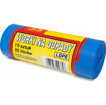 Pytle na odpadky PYTLE NA ODPADKY UNIVERZÁLNÍ MODRÝ 35L x 15 KUSŮ 50 cm x 60 cm