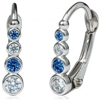 Náušnice Couple, Dívčí náušnice Penelope, bílé zlato s barevnými zirkony, 585-16-3-2379.1B00.0.00.103.07