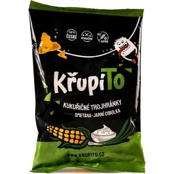 Slaná pochutina KřupíTo Kukuřičné trojhránky zakysaná smetana a jarní cibulka
