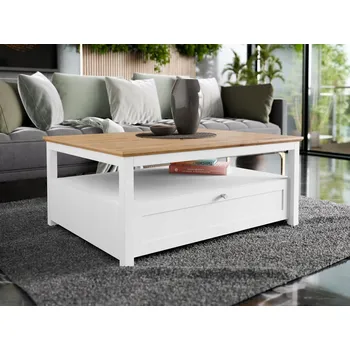 Konferenční stolek Konferenční stolek Mirjan obdélníkový 104 x 80 x 46 cm bílý, dub lefkas