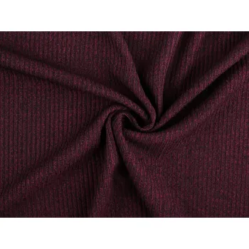 Žebrovaná šatová pletenina / svetrovina, barva 2 (320 g/m²) vínová