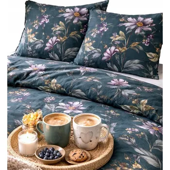 Povlečení Povlečení 140x200 květinové zelené saténové BAVLNĚNÉ 140x200 Vyrobeno v PL