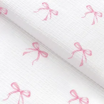 Bavlněný krep - Růžové mašličky 160 cm