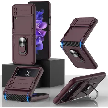 Pouzdro na mobilní telefon GKK 51667 GKK RING Ochranný kryt s držákem Samsung Galaxy Z Flip 4 5G bordó