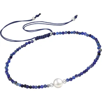 Náramek Šňůrkový náramek Lazurit s perličkou Ag 925/1000