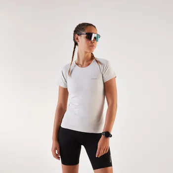 Pánské tričko KIPRUN Dámské běžecké tričko Kiprun Run 500 Confort L BÉŽOVÁ|BÍLÁ