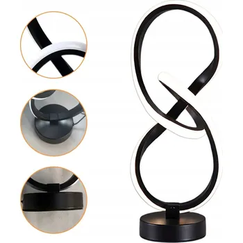 Lampička 6. LED STOLNÍ LAMPA ČERNÁ 29×10CM USB 3 TEPLOTY BAREV HLINÍK