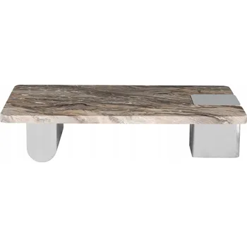Konferenční stolek Moderní obdélníkový konferenční stolek s mramorovou deskou 140x80 cm Mist Hnědý