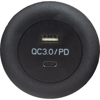 USB QC3.0 + USB-C zásuvka, montáž do nábytku