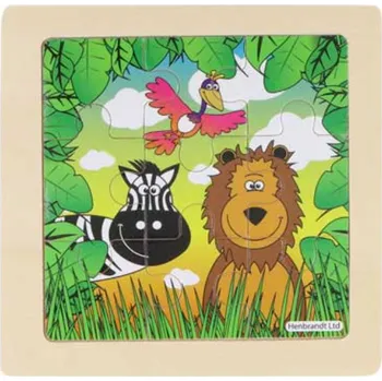 Dřevěné puzzle Džungle se lvem 9 dílků