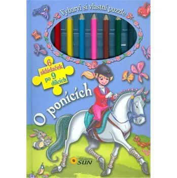 Puzzle O ponících - Vybarvi si vlastní puzzle (6 skládaček po 9 dílcích)