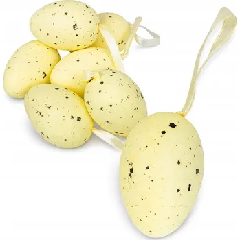 Velikonoční dekorace STYROPOROVÁ VEJCE S TEČKAMI A ZÁVĚSEM Velikonoce DEKORACE 6 KS