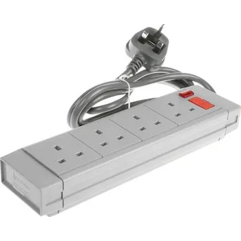 Napájecí kabel Prodlužovací kabel, délka kabelu: 2m 4 zásuvky, 250 V AC Šedá Typ G – britská Ano Zásuvková lišta