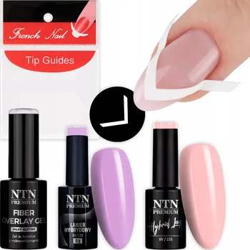 Lak na nehty Sada na nehty Classic French 2x Hybridní lak NTN 5g + Gel Samolepky