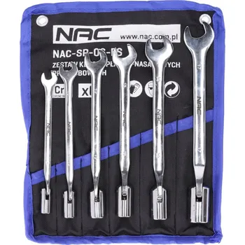 Klíč SADA KLÍČŮ OČKO-PLOCHÝCH NAC 6 KS. KLOUBOVÉ CRV V POUZDRU 8-17MM