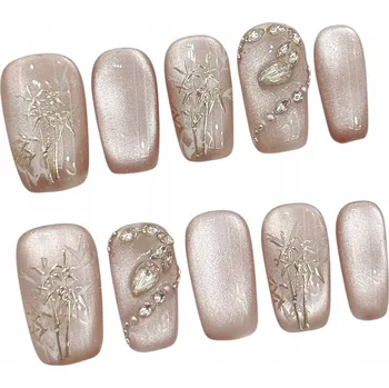 Umělé nehty Umělé nehty nalepovací Press On Nails ruční výroba se zirkony, S