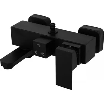 Erga Cube, sprchová baterie s vanovým výtokem a horním připojením sprchového sloupu, 150 mm, černá matná, ERG-YKA-BW.CB-BLK