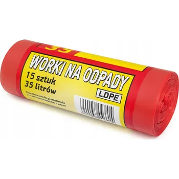 Pytle na odpadky PYTLE NA ODPADKY UNIVERZÁLNÍ ČERVENÉ 35L x 15 KUSŮ 50 cm x 60 cm
