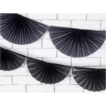 Girlanda z krepiny Rozety, černá, 3 m