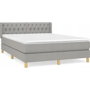 Postel Kontinentální postel s matrací, světle šedá, 203 x 147 x 78/88 cm