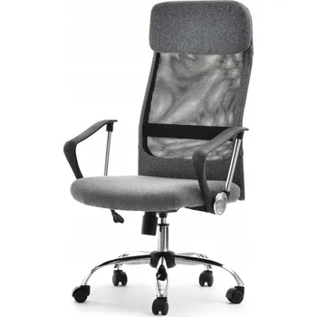 Křeslo OTOČNÉ KŘESLO KOBE ŠEDÉ Z LÁTKY A SÍŤOVINY MESH S PODRUČKAMI A FUNKCEMI