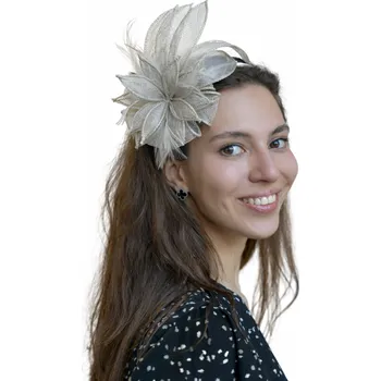 Brož SEEBERGER Dámský fascinator na čelence – šedý Velikost: Unisize (S-XL)