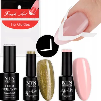 Lak na nehty Sada na nehty Classic French 2x Hybridní lak NTN 5g + Gel Samolepky