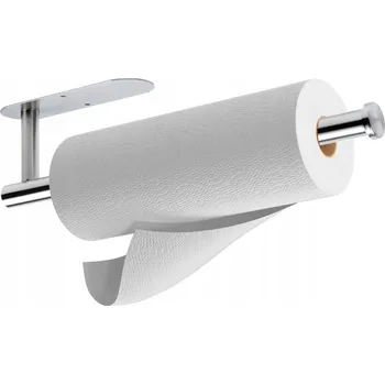 Věšák DRŽÁK NA PAPÍROVÉ UTĚRKY OCELOVÝ STŘÍBRNÝ SAMOLEPICÍ DO KUCHYNĚ