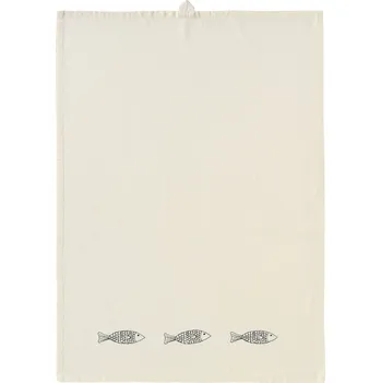 Utěrka Ib Laursen Bavlněná utěrka s výšivkou Atlantis Blue Fish