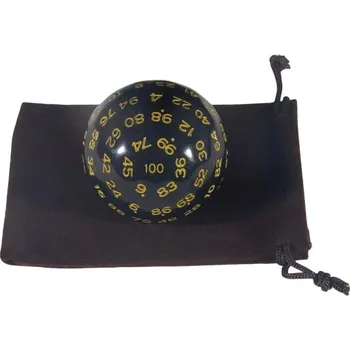 Hrací kostka D100 4,8 cm Akrylová stostěnná kostka s pytlíčkem pro RPG stolní hry rodinné hry a hry na hrdiny žlutá