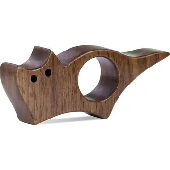 Obálka Dřevěná prstencová záložka do knihy Kočka 8 × 1,5 cm Otvor 2,2 cm pro palec Ergonomická záložka na čtení jednou rukou