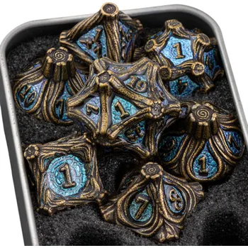 Rustikální hrací kostky 7 ks Přírodní fantasy motiv kmene a kořenů RPG pro deskové hry Dračí doupě a roleplay hry hnědá