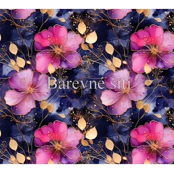Úplet Růžové květy, zlaté lístečky (E) (Top kvalitní úplet Bella digitisk)