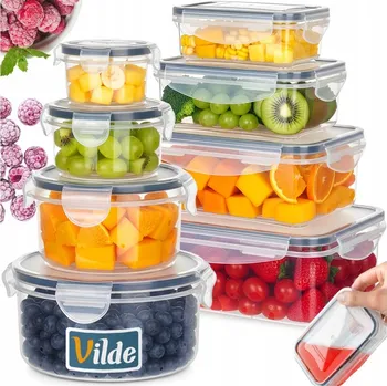 Dóza na potraviny 8x Kuchyňské HERMETICKÉ dózy na potraviny s těsněním - sada dóz