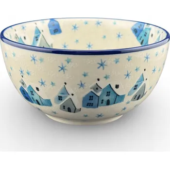 Miska na polévku 500 ml UNIKÁT Domečky zima dek. U5183 Keramika Bolesławiec