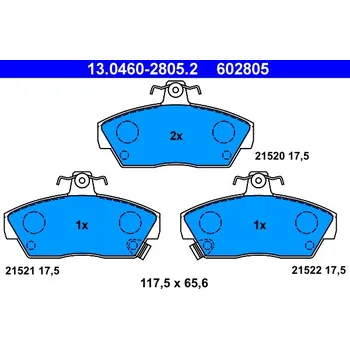 Autodíl Sada brzdových destiček, kotoučová brzda ATE 13.0460-2805.2