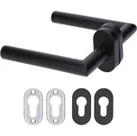 dveřní klika KLD84N-B, nerezová, barva černá - nerezová klika na dveře vč. dolní rozety a příslušenství k montáži, balení 1 pár, vhodné i do venkovního prostředí