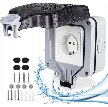 Elektrická zásuvka Venkovní vodotěsná zásuvka IP66, voděodolná zásuvka do zahrady